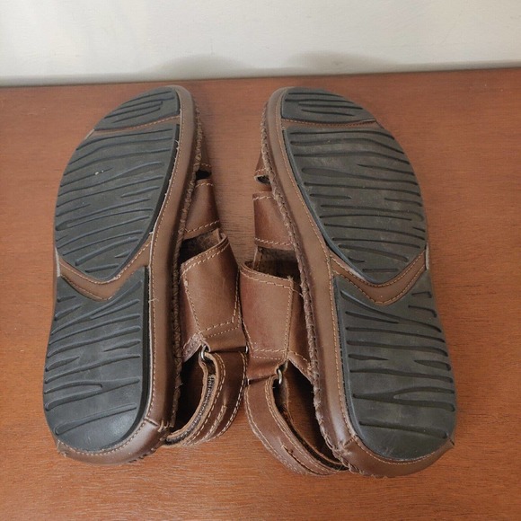 Florsheim Men\'s Leather Fisherman Sandals Open Toe Size 11 Hook & Loop Strap.